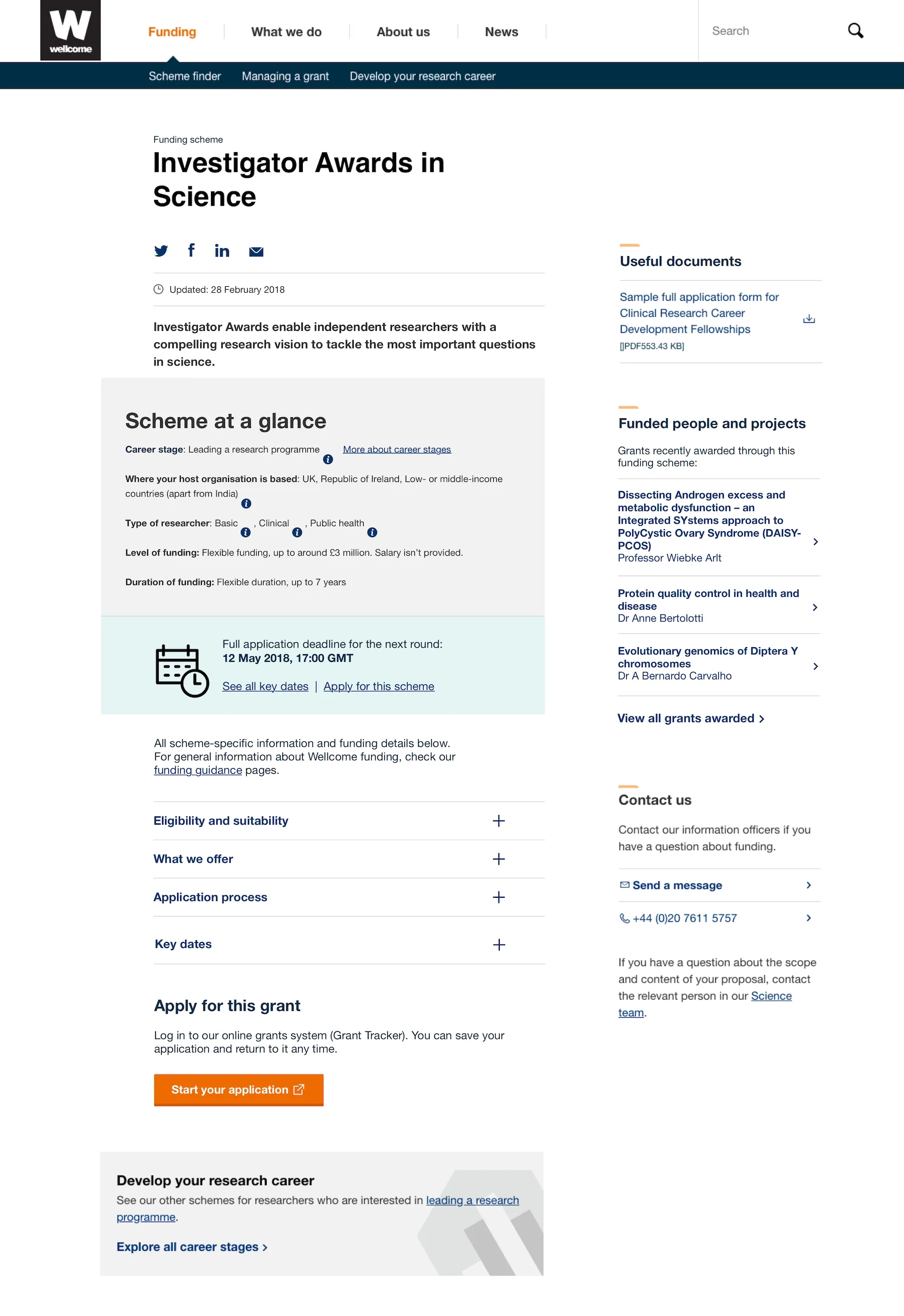 Screengrab of redesigned Scheme page